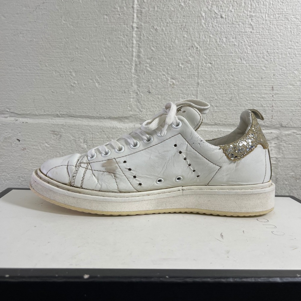 Golden Goose Starter White Leather Silver Glitter Sneakers Women's 36 EU/6 US - Picture 5 of 15